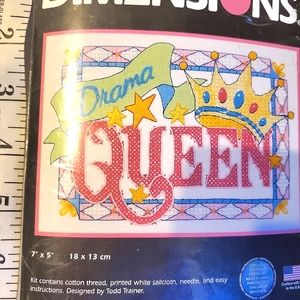 Dimensions Needlepoint Hand Embroidery stamped Cross Stitch Drama Queen mini 7x5
